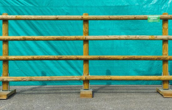 Rundholz Holzgeländer System El HIERO - Höhe 100 oder 133 cm - Achsabstand 135 oder 195 cm // Holme-Durchmesser 8 oder 10 cm // Steher-Durchmesser 10 oder 12 cm ( weitere Varianten möglich)